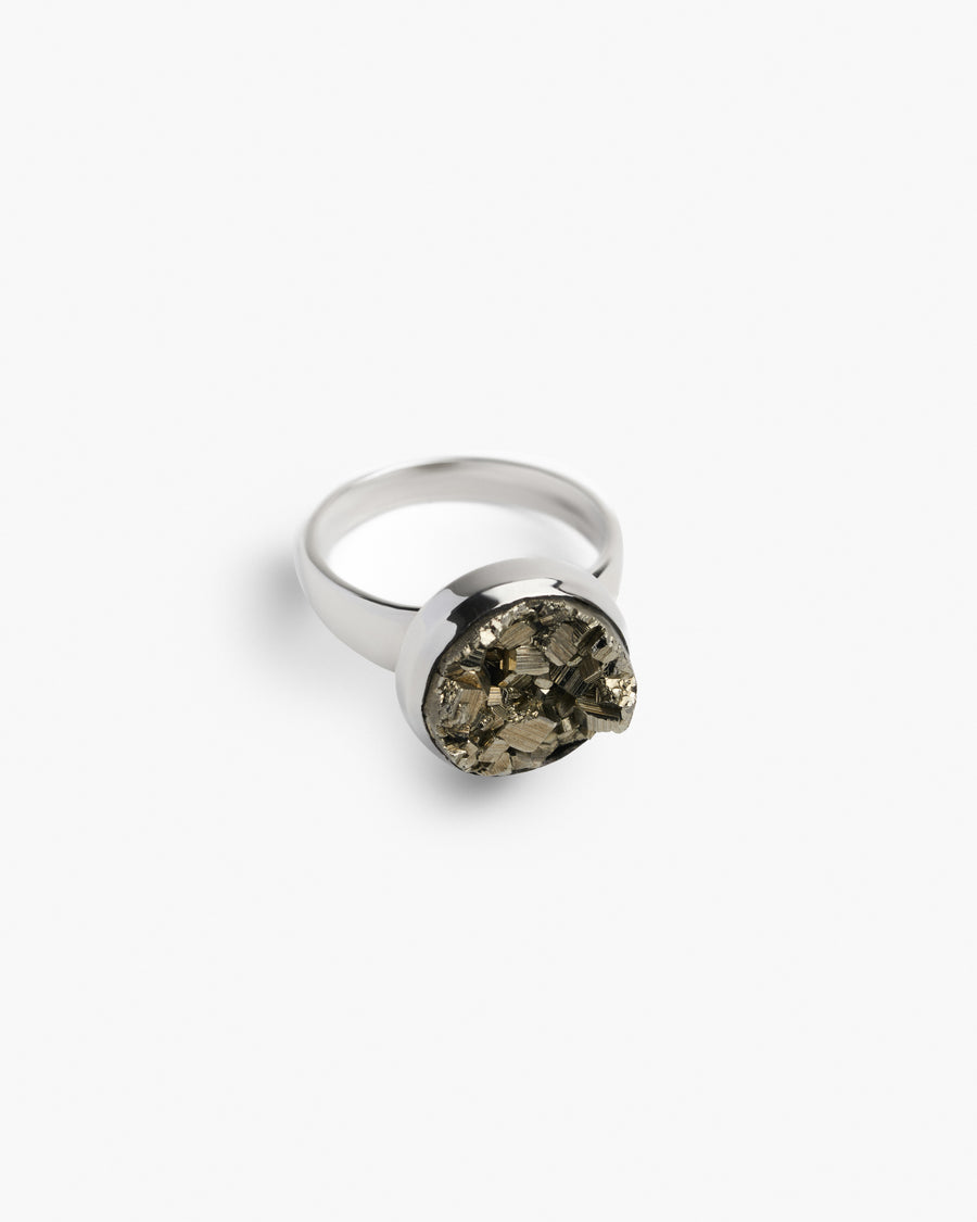 Pyrite round adjustable ring