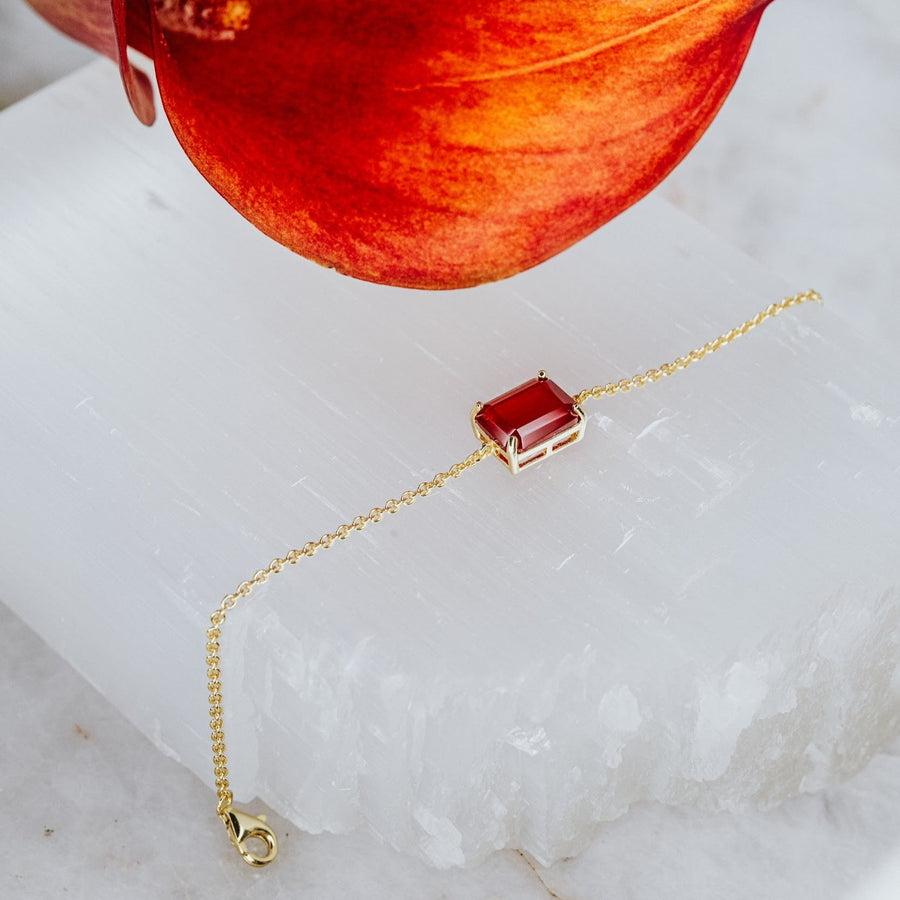 Carnelian 14K rectangular bracelet