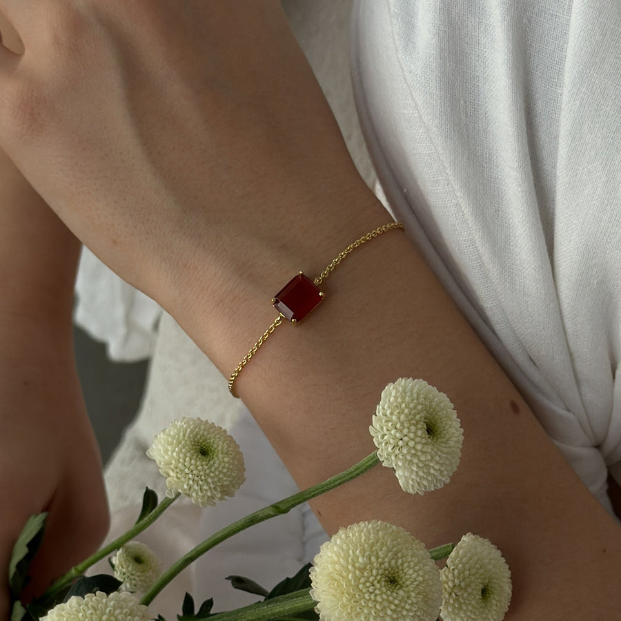 Carnelian 14K rectangular bracelet