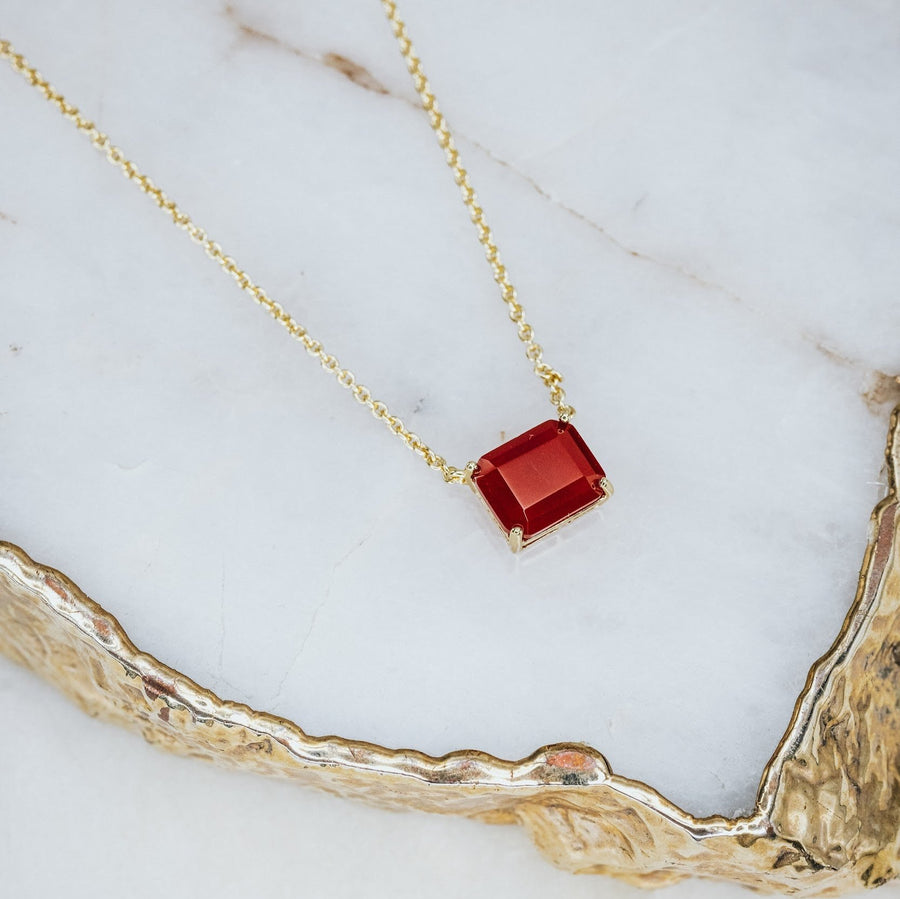 Carnelian 14K plated rectangular necklace