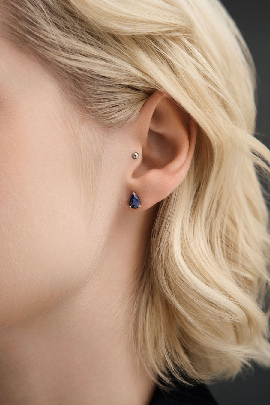 Teardrop sapphire stud earrings
