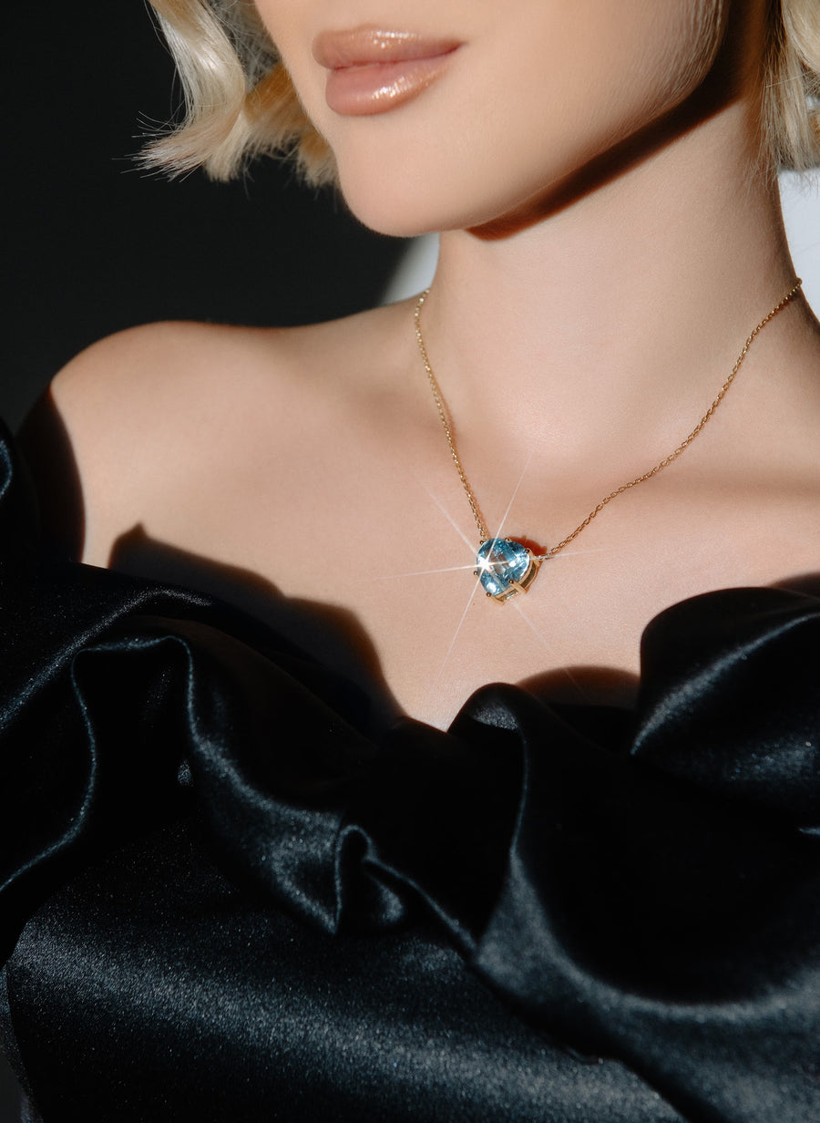 Heart blue topaz necklace