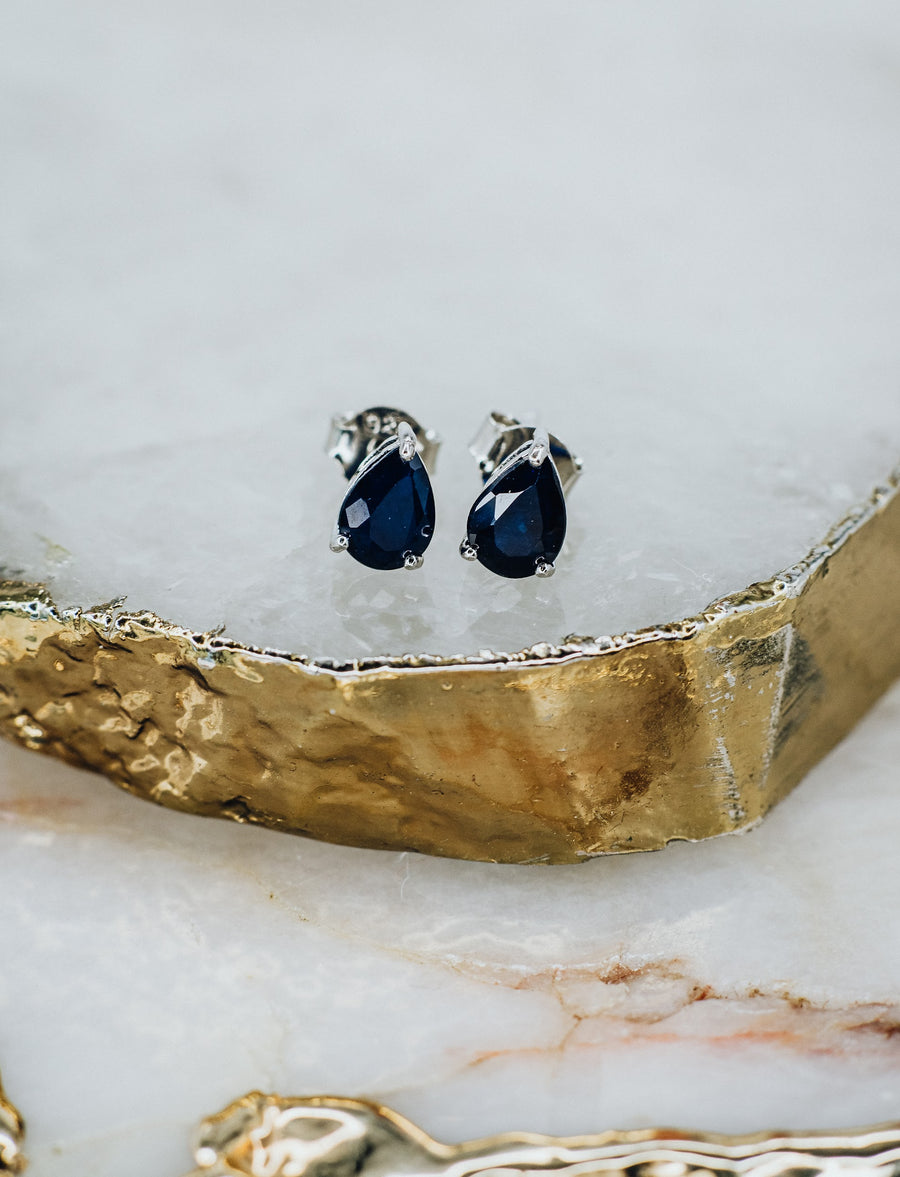 Teardrop sapphire stud earrings