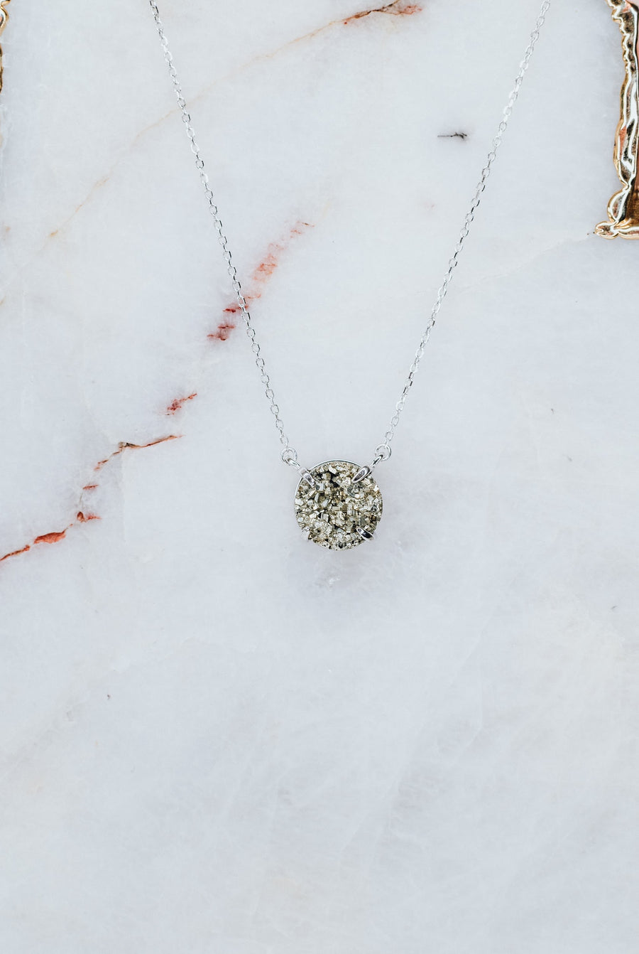 Pyrite silver necklace