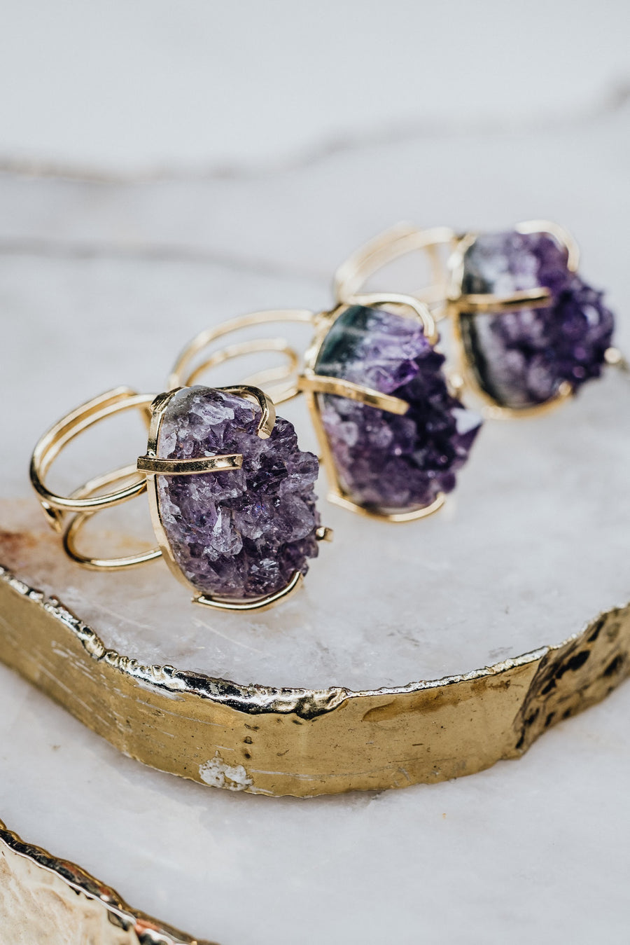 Amethyst ring gold plated