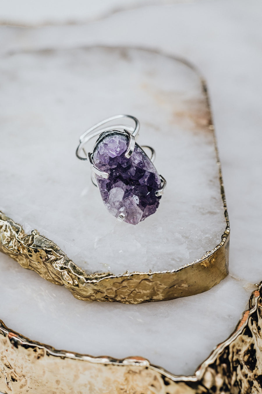 Amethyst ring silver plated