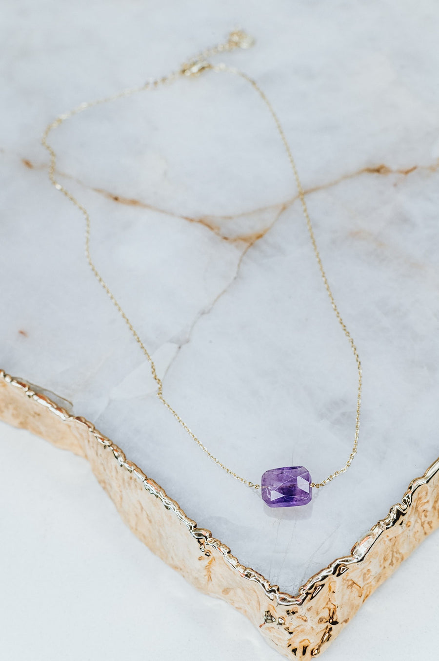 Amethyst square necklace