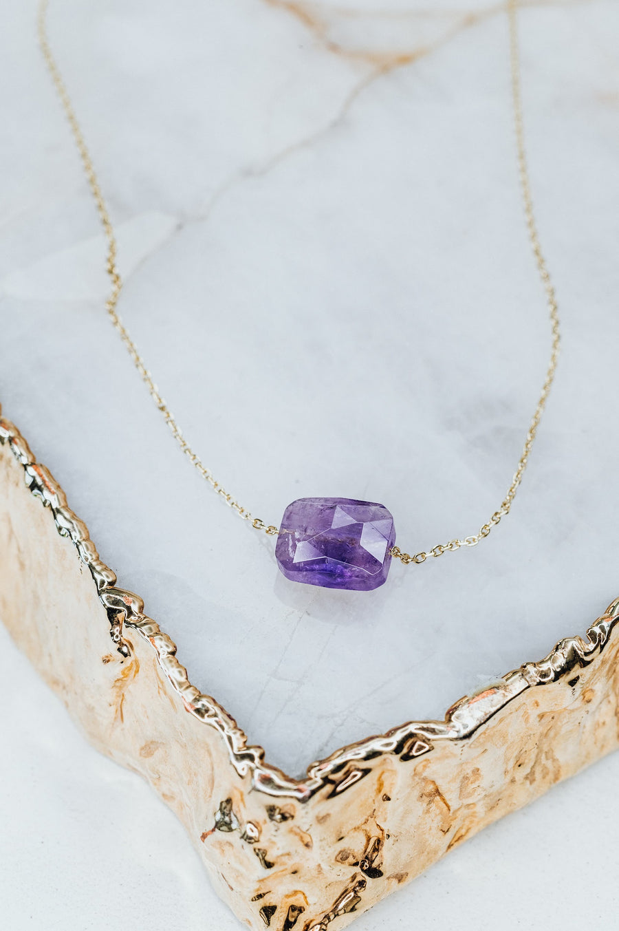 Amethyst square necklace