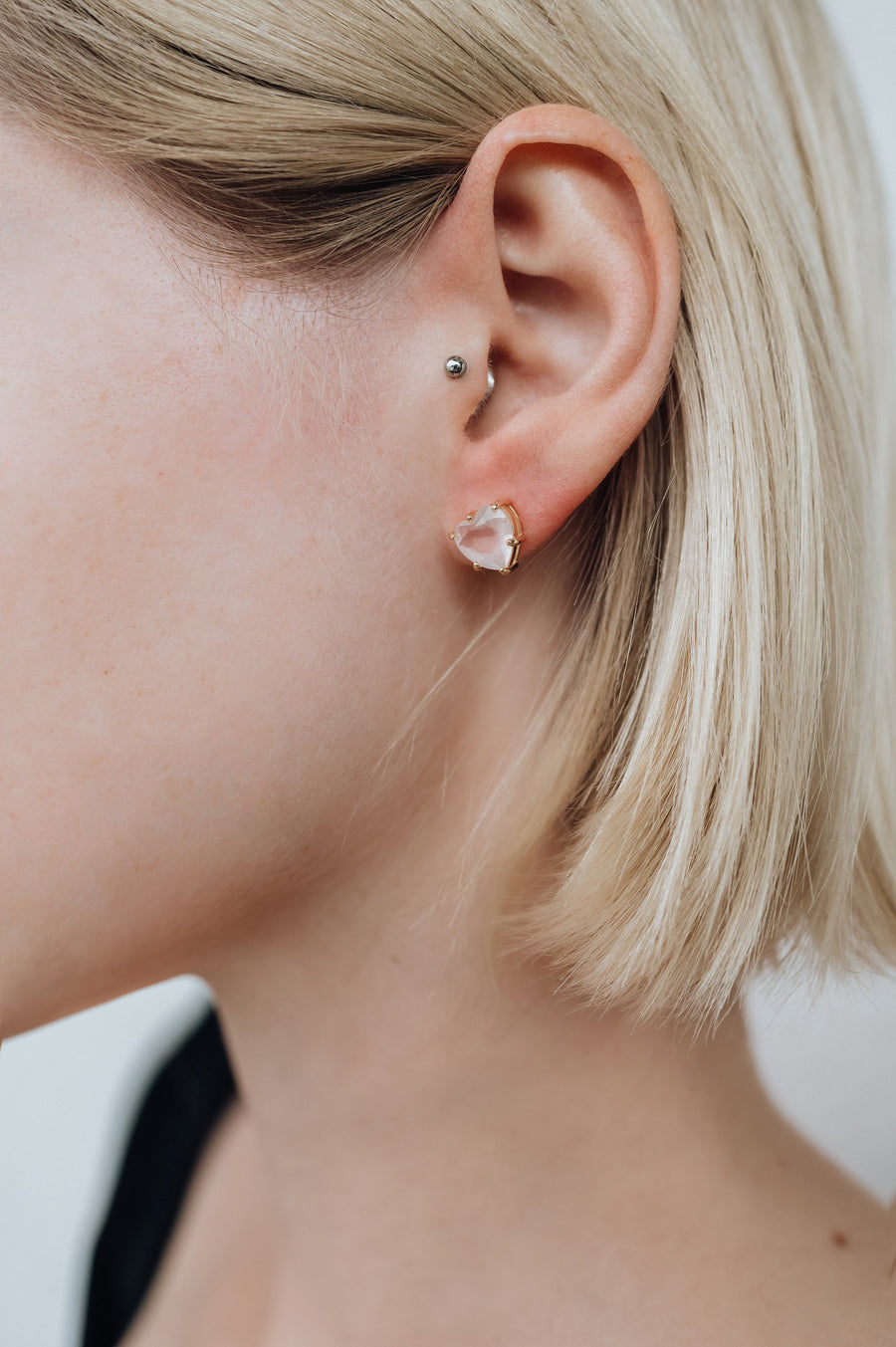 Rose quartz heart earrings