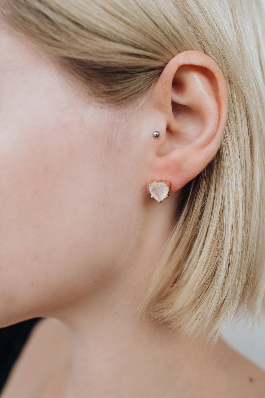 Moonstone sterling silver heart earrings