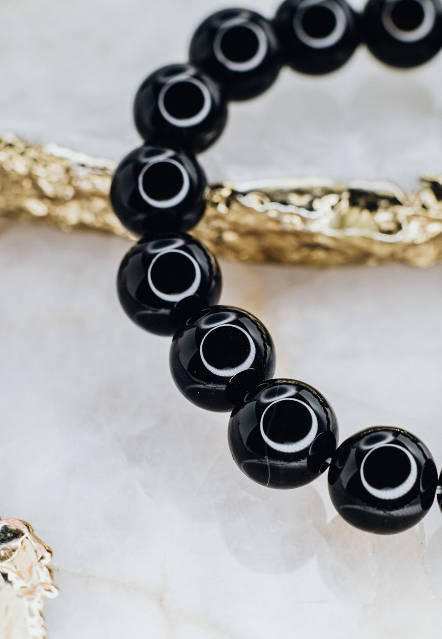Black Onyx beaded bracelet 12 mm