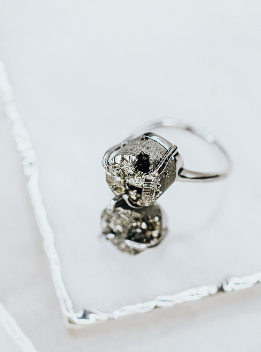 Pyrite silver ring