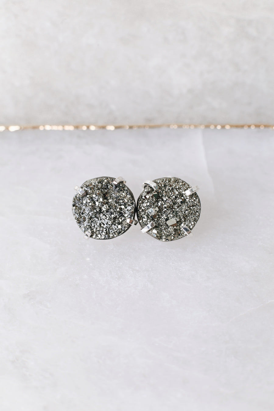 Pyrite round stud earrings