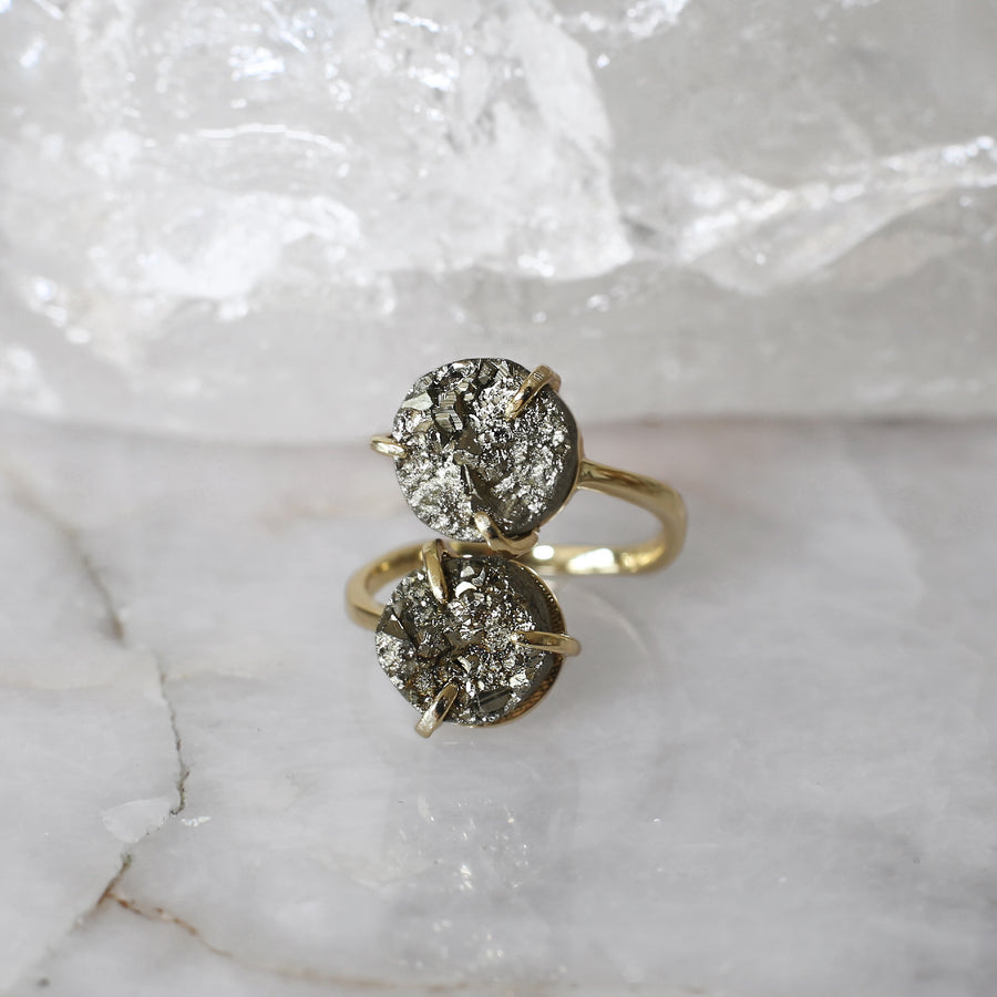 Pyrite sterling silver ring