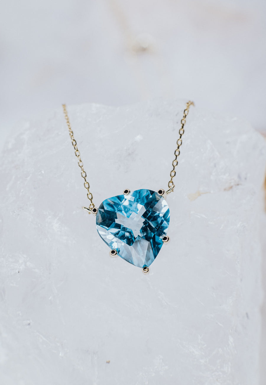Heart blue topaz necklace