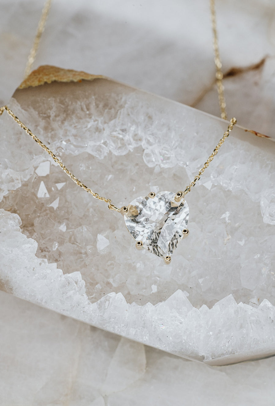 Clear quartz heart necklace