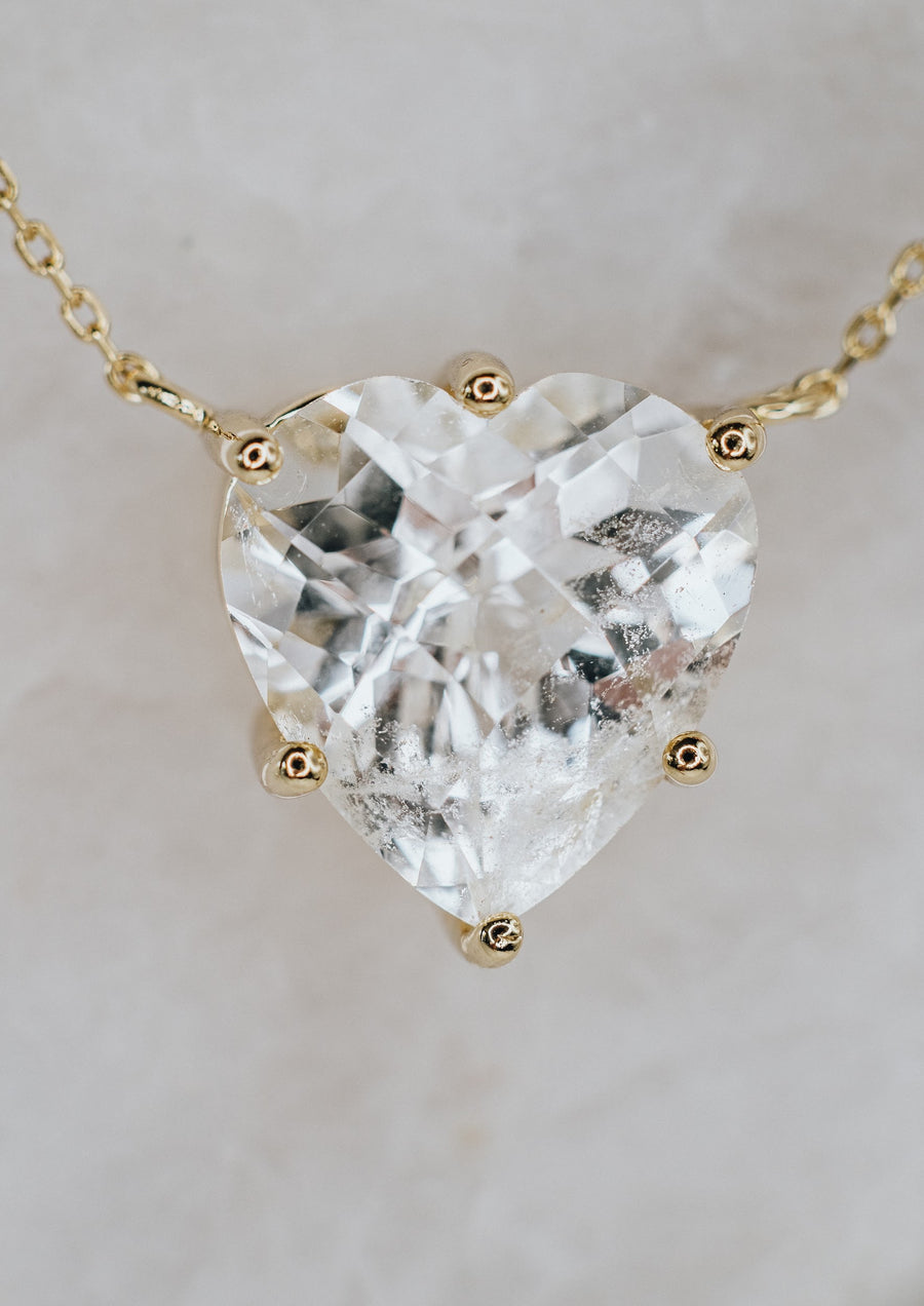 Clear quartz heart necklace