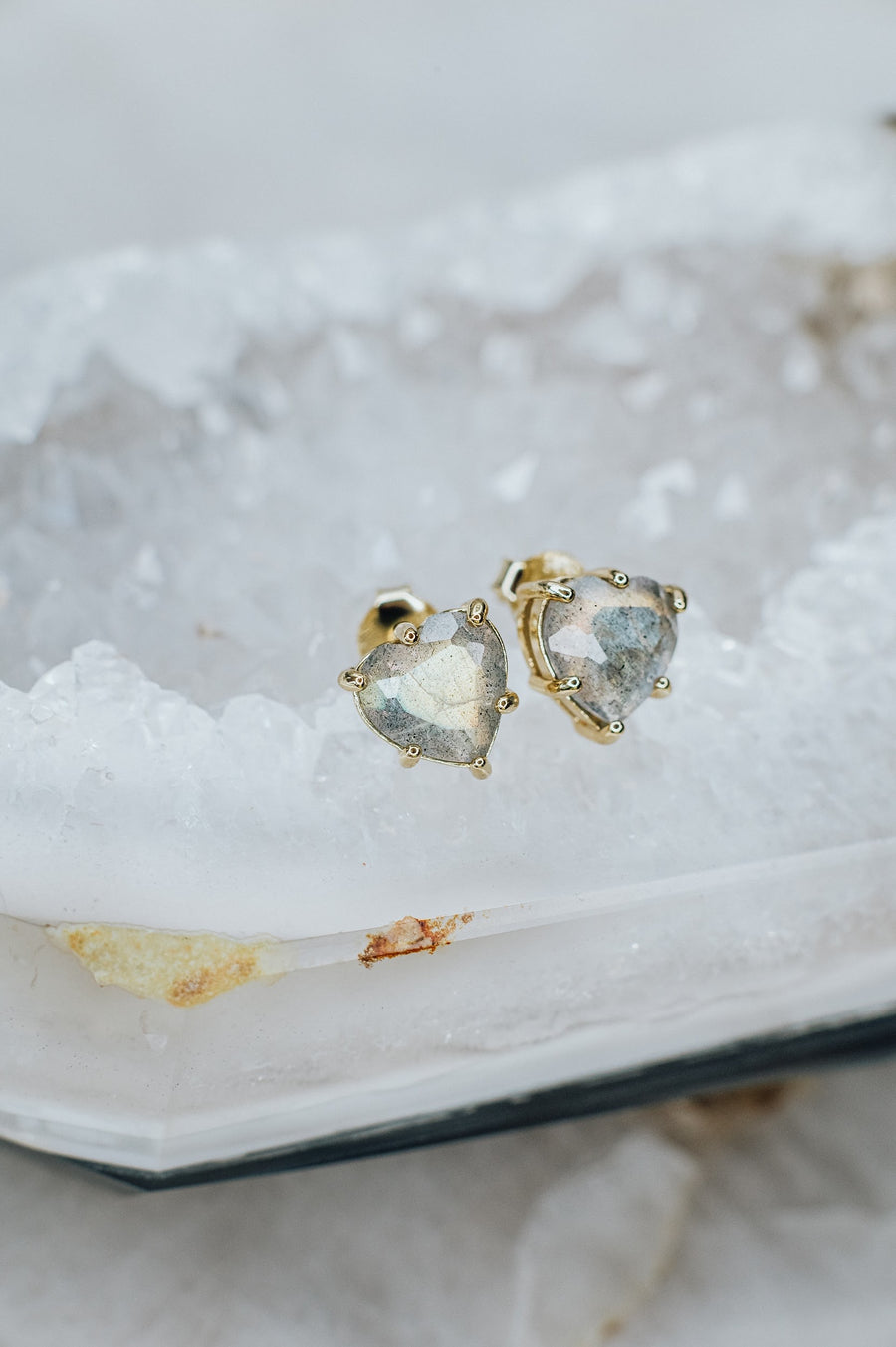 Labradorite heart earrings