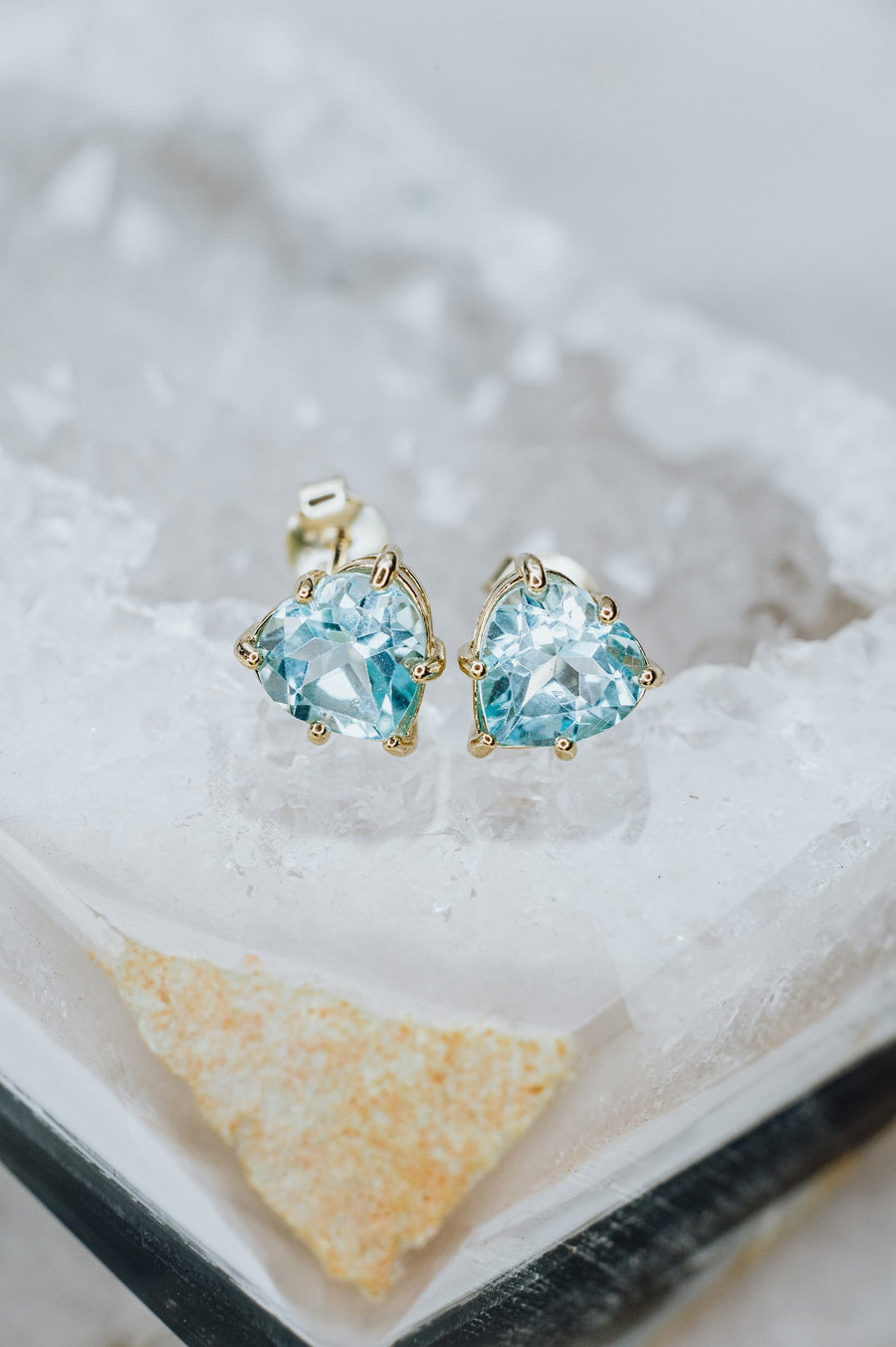 Blue topaz heart earrings