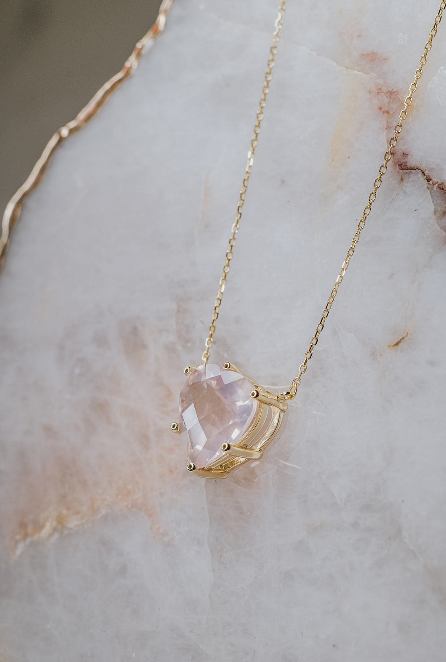 Rose quartz heart necklace