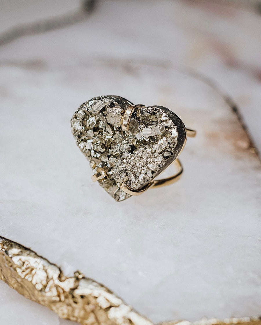 Heart pyrite fashion plated ring