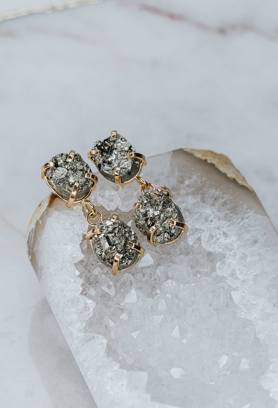 Pyrite double earrings
