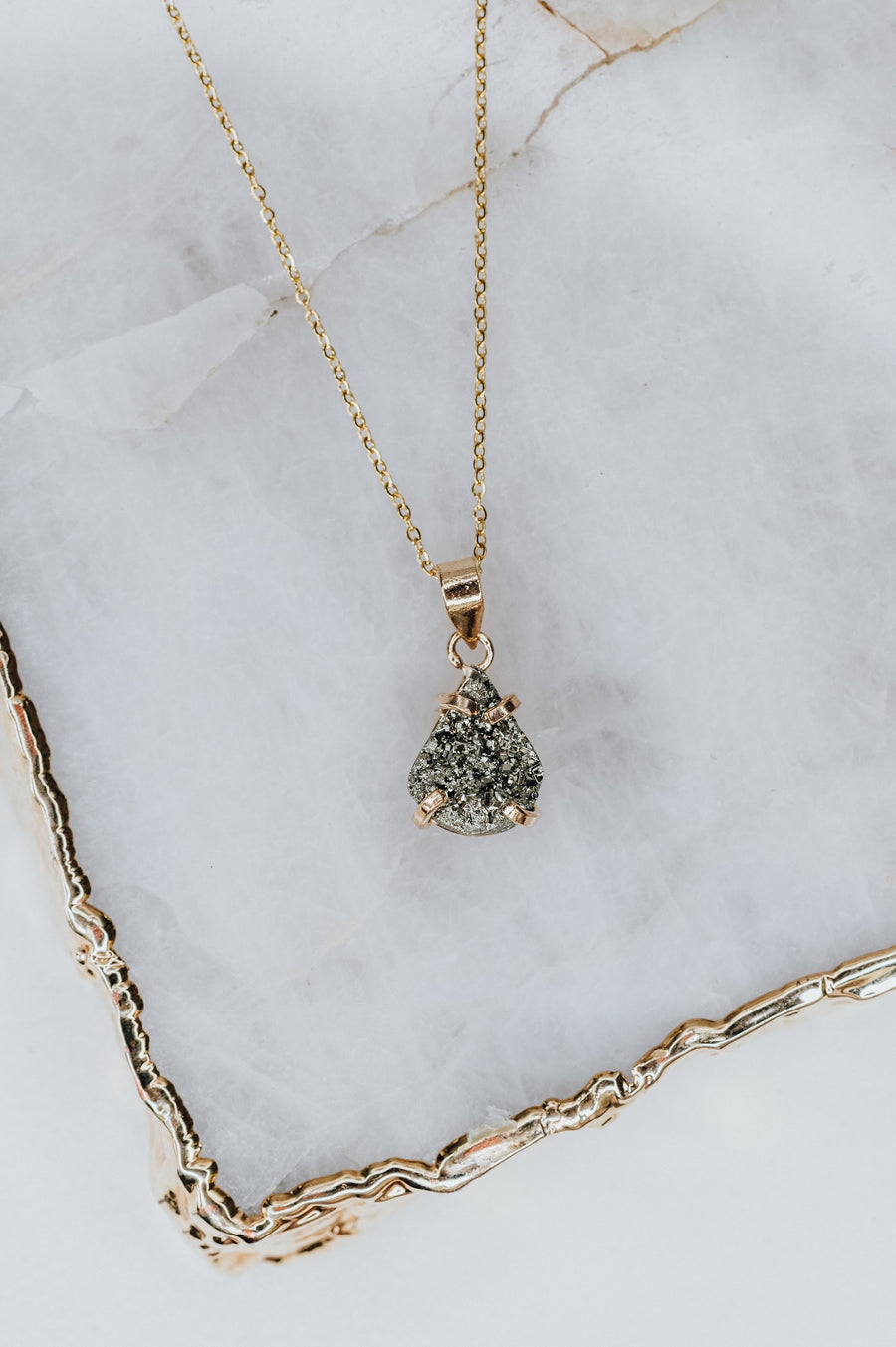 Pyrite teardrop necklace