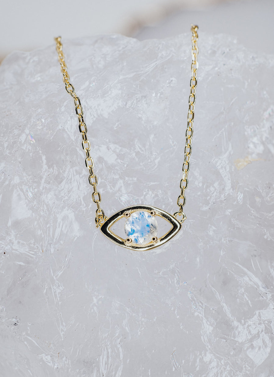 Moonstone eye necklace gold plated
