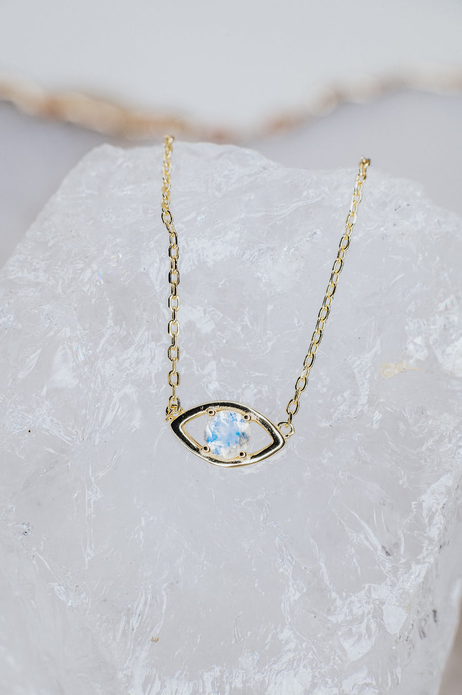 Moonstone eye necklace gold plated