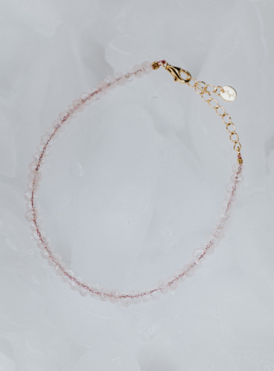 Rose quartz silver bracelet