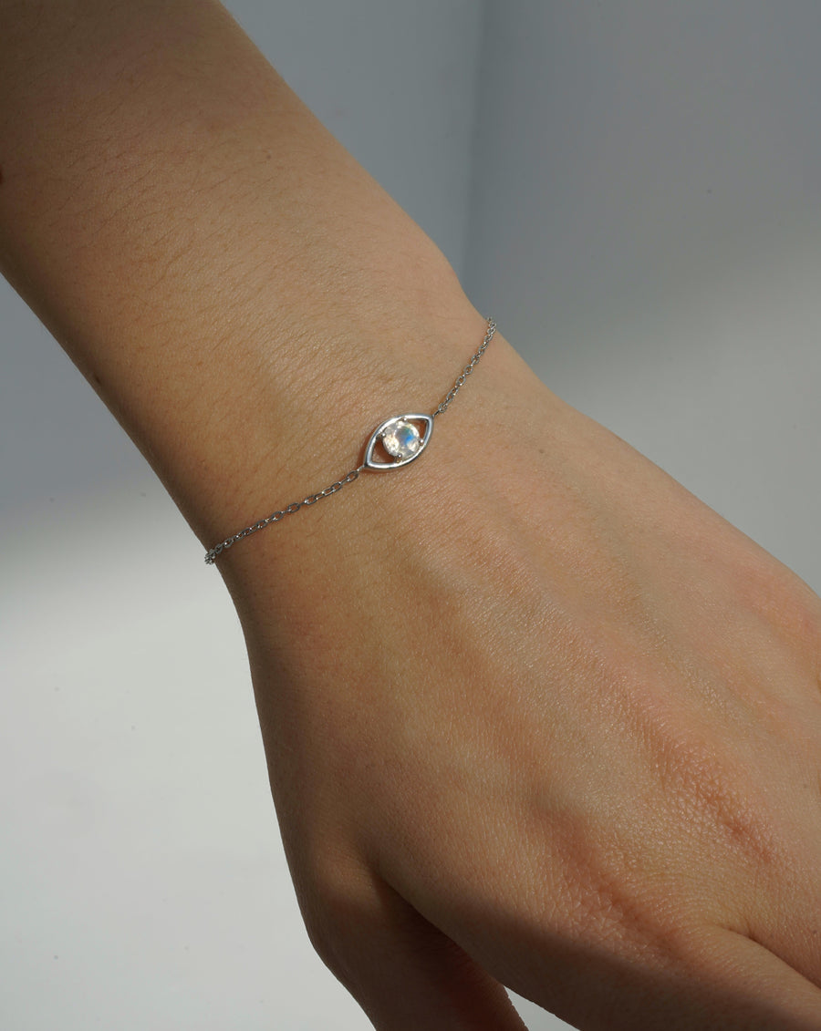 Moonstone eye silver bracelet