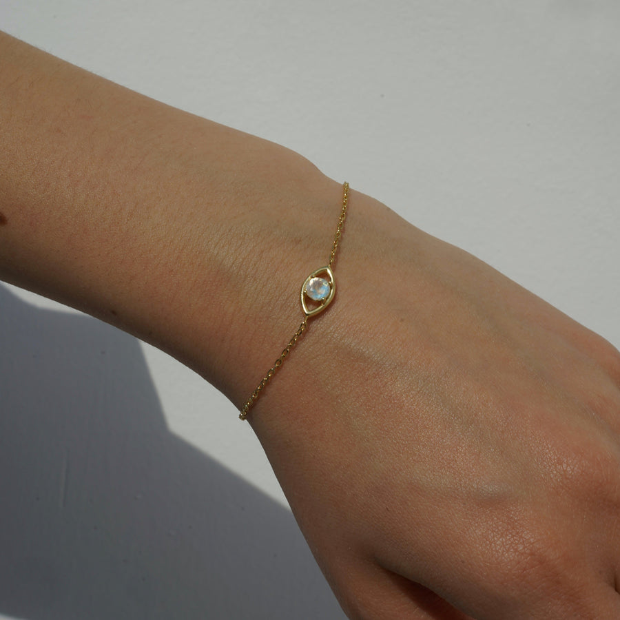 Moonstone eye gold plated bracelet