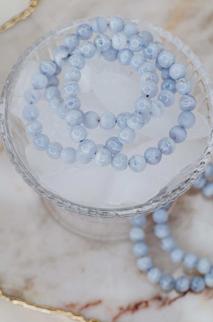 Blue lace agate beaded bracelet