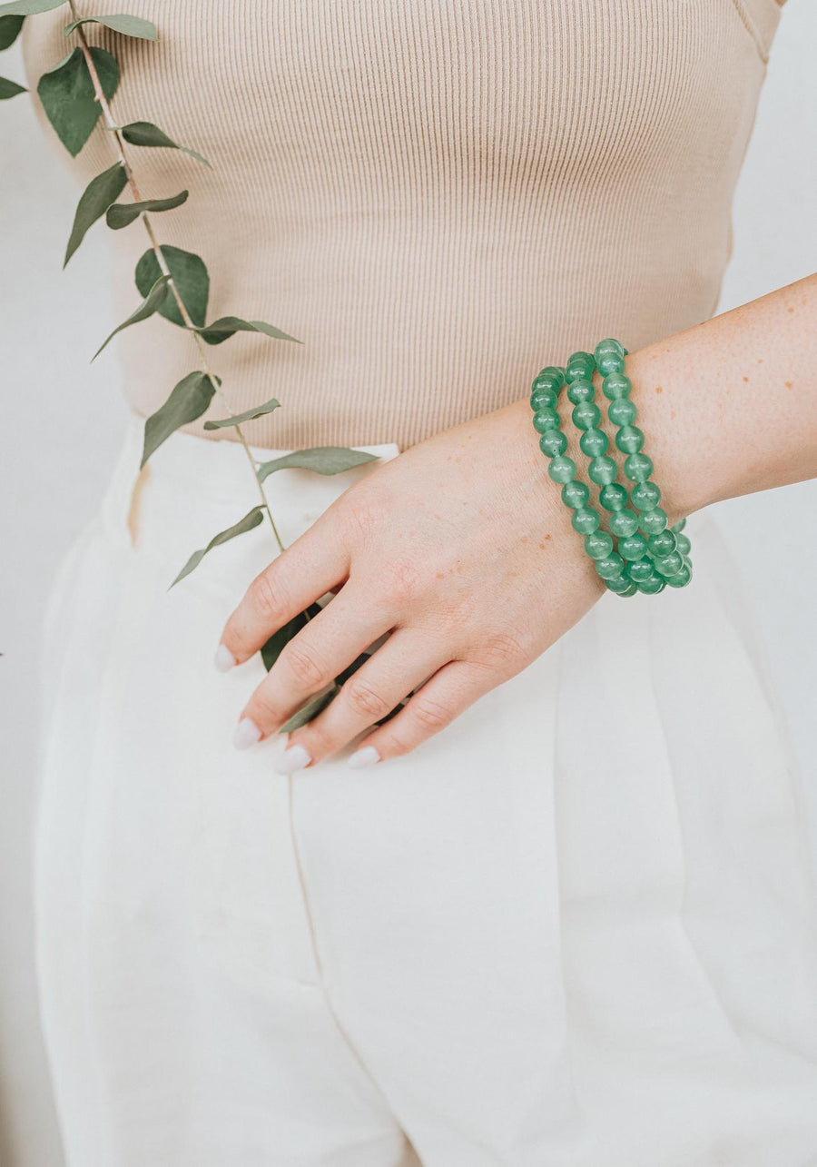 Green aventurine beaded bracelet