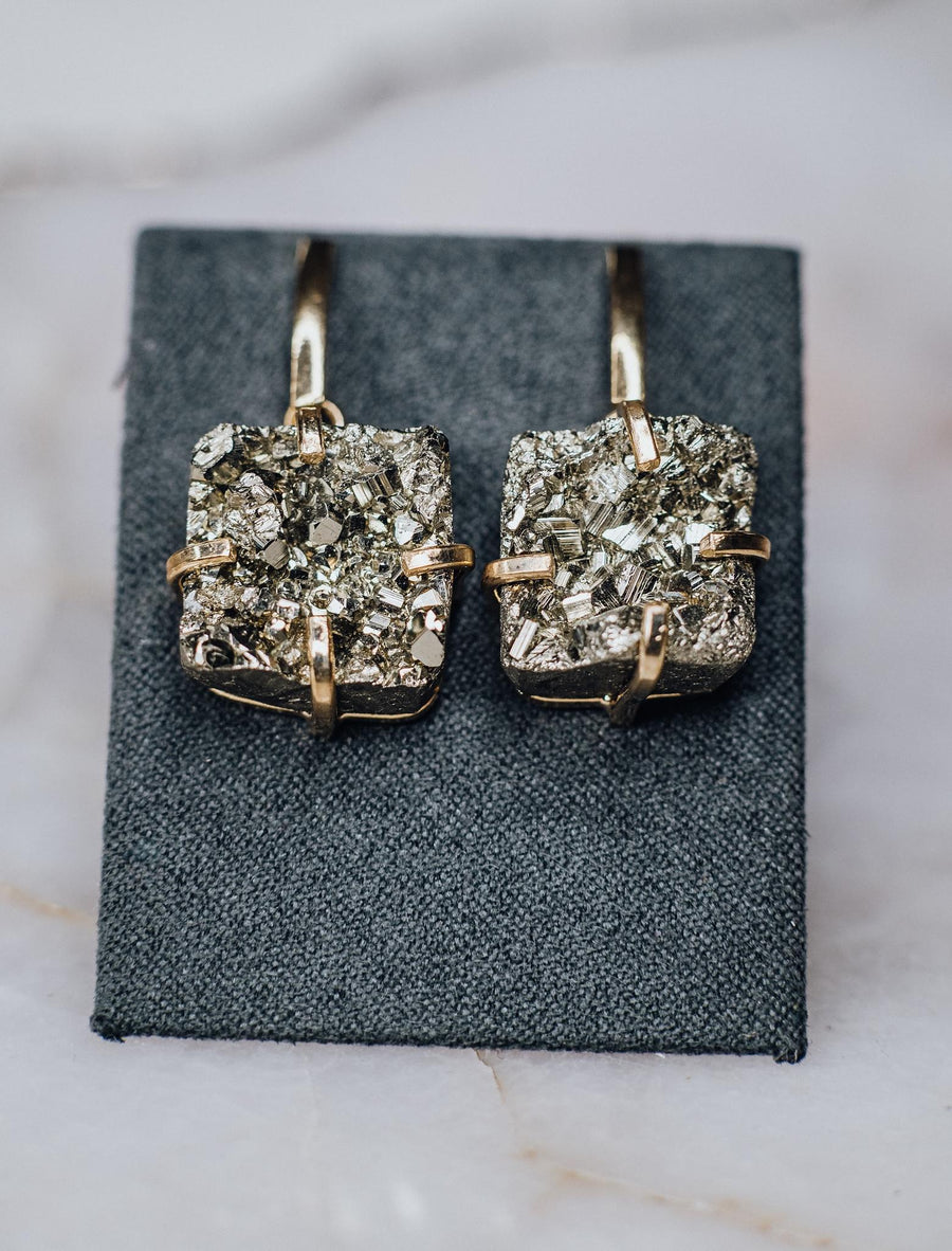 Pyrite square earrings