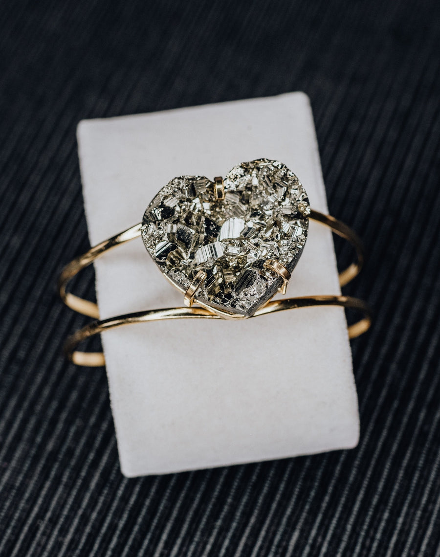 Heart shaped pyrite bracelet