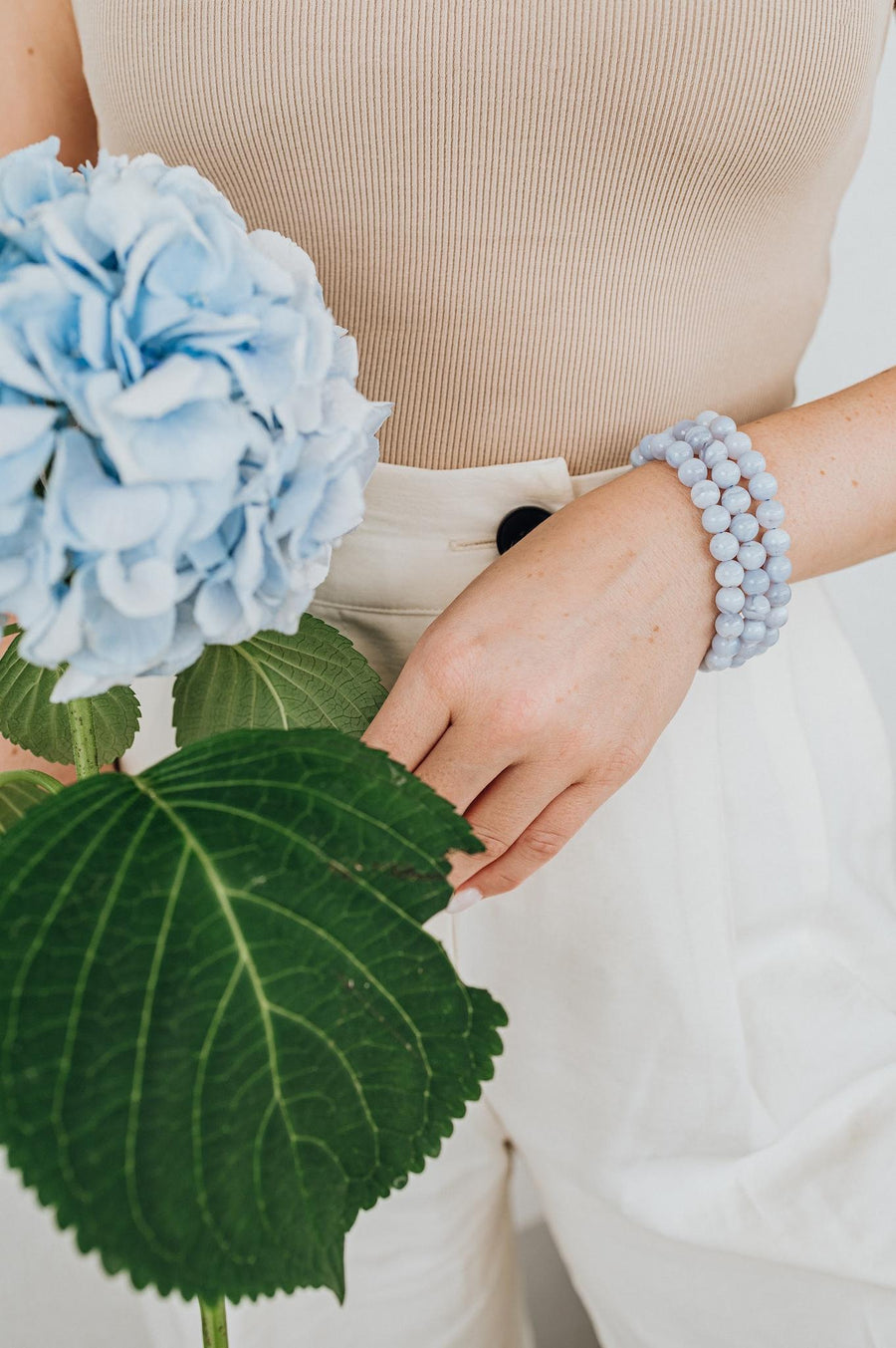 Blue lace agate beaded bracelet