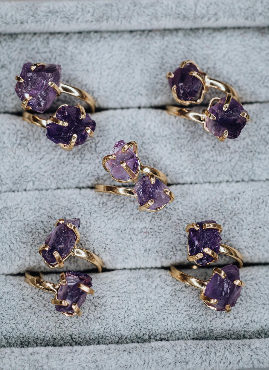 Amethyst double ring gold plated 2