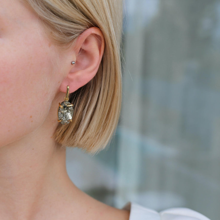 Oval pyrite earrings