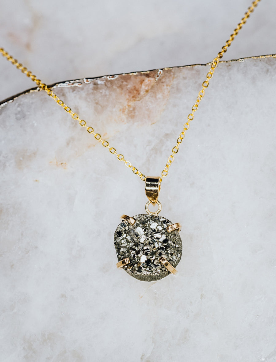 Pyrite fashion plated necklace
