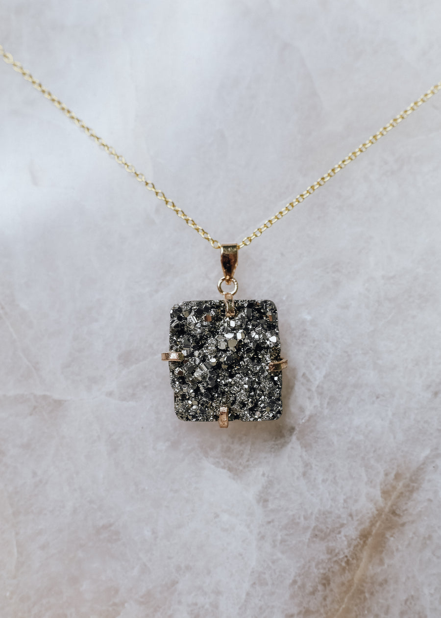 Pyrite square necklace