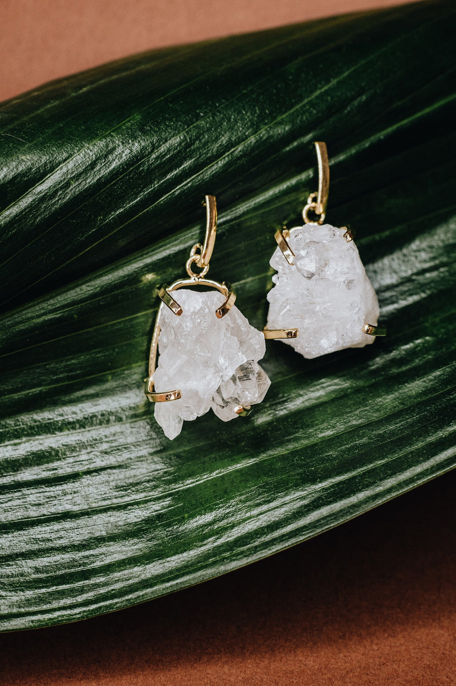 Clear quartz fashion plated earrings