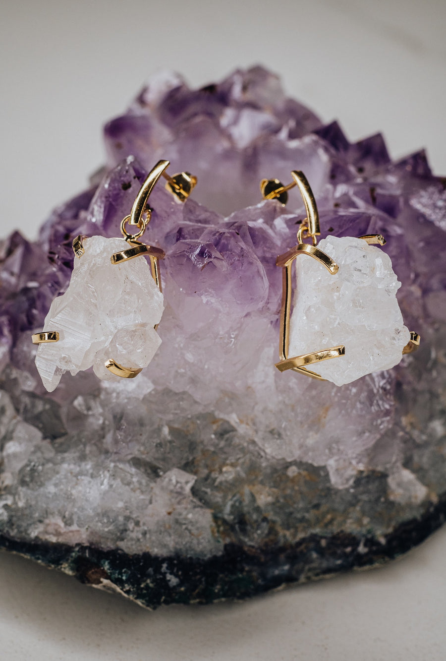 Clear quartz fashion plated earrings