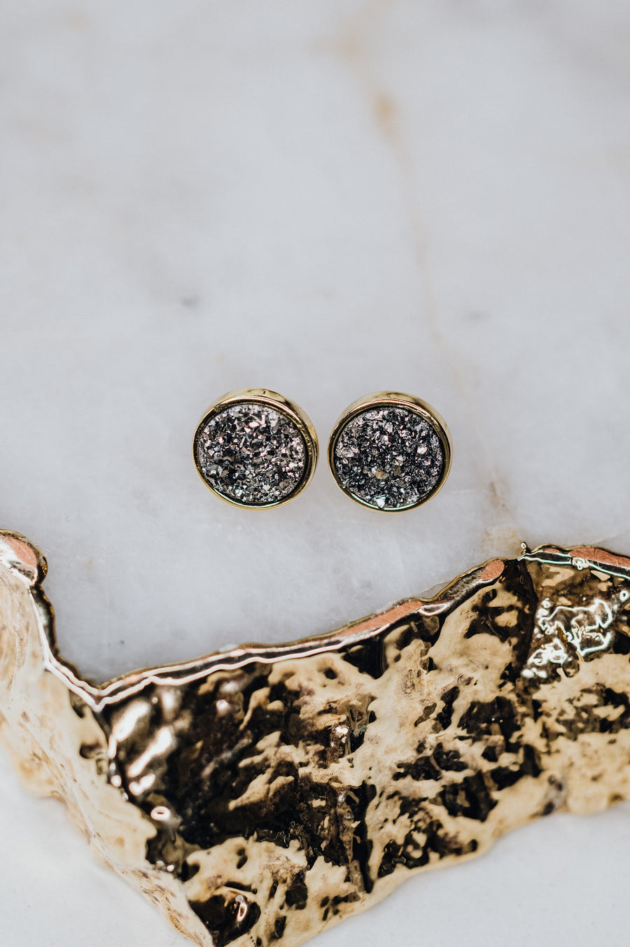 Quartz druzy silver earrings